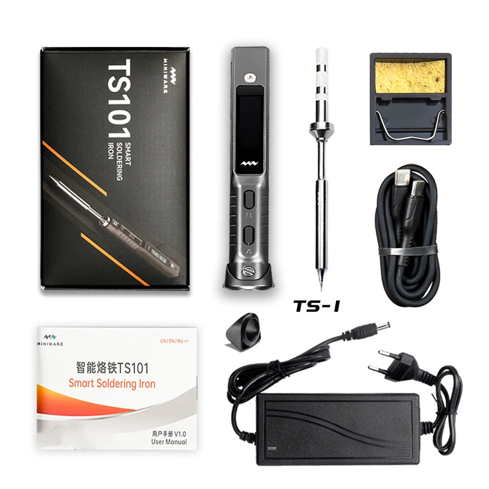 Original TS101 Electric Soldering Iron Adjustable Temperature Digital USB Mini Solder Station 90W TS100 TS 101 Upgrade With Tips