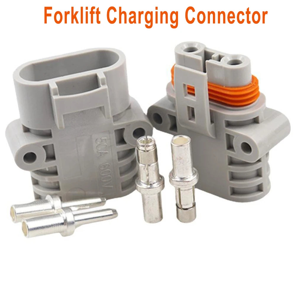 Pair Of FOR Anderson 50 Amp 600V 6 Grey Forklift Cable Power Connectors Good Electrical Conductivity Easy To Connect Tool