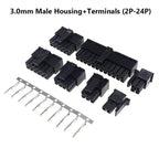 10sets Micro-Fit 3.0 Connector Receptacle Housing 2 4 6 8 10 12 14 16 18 24 Pin 3.0mm Male Housing + Crimp Terminal Molex 43025
