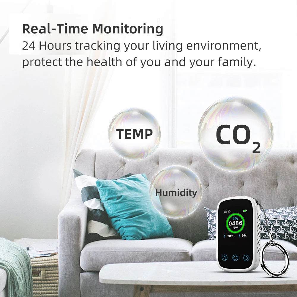 3 In1 Air Quality Meter CO2 Temperature Humidity Tester LCD Screen NDIR Sensor Carbon Dioxide Monoxide Detector with Voice Alarm