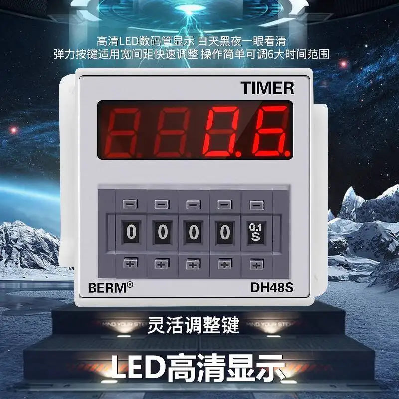 Digital Display Time Relay DH48S-2Z DH48S-1Z Timer 9999H With Base And Two-Year Warranty