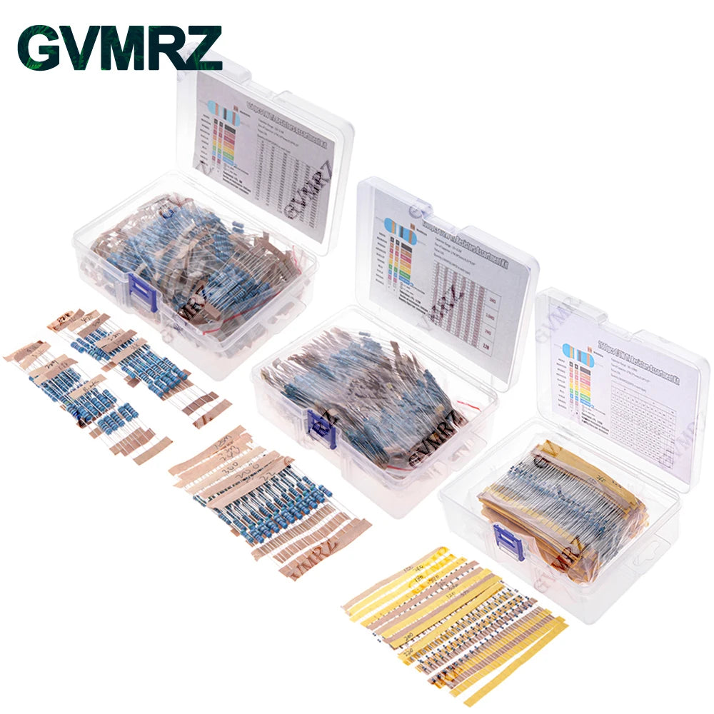 1/4W 1/8W 1/2W 1W 2W Metal Film Resistor Kit 130 Values 0.125W 0.25W 0.5W 1% Resistance Assortment Assorted Set Box