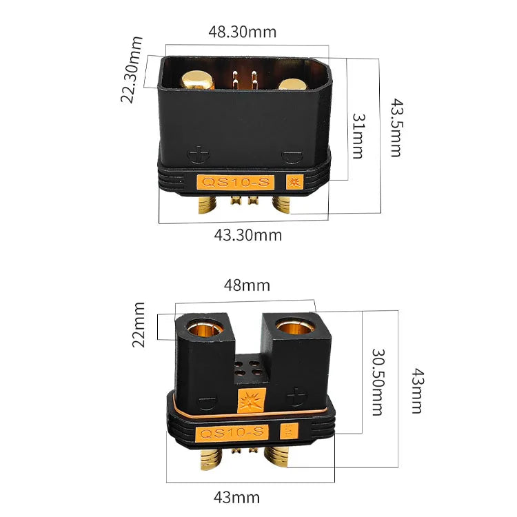 1PCS QS10P QS10 To Anderson 50A120A Patch Cord High Power Plug 6AWG 15CM 20CM 50CM