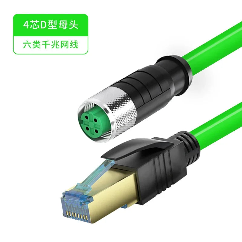 M12 Sensor Connector Wire CAT6 4Pin 8Pin A/D/X Code to RJ45 Adapter Ethernet Cable Industrial Camera Shielded Twisted Pair Line