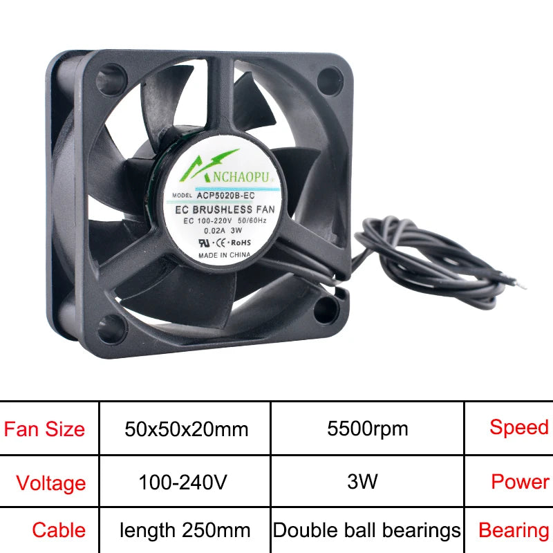 ANCHAOPU EC Brushless Axial Cooling Fan 40-140mm AC 110V-240V for Cabinet, Industrial, Server High Speed Ventilation