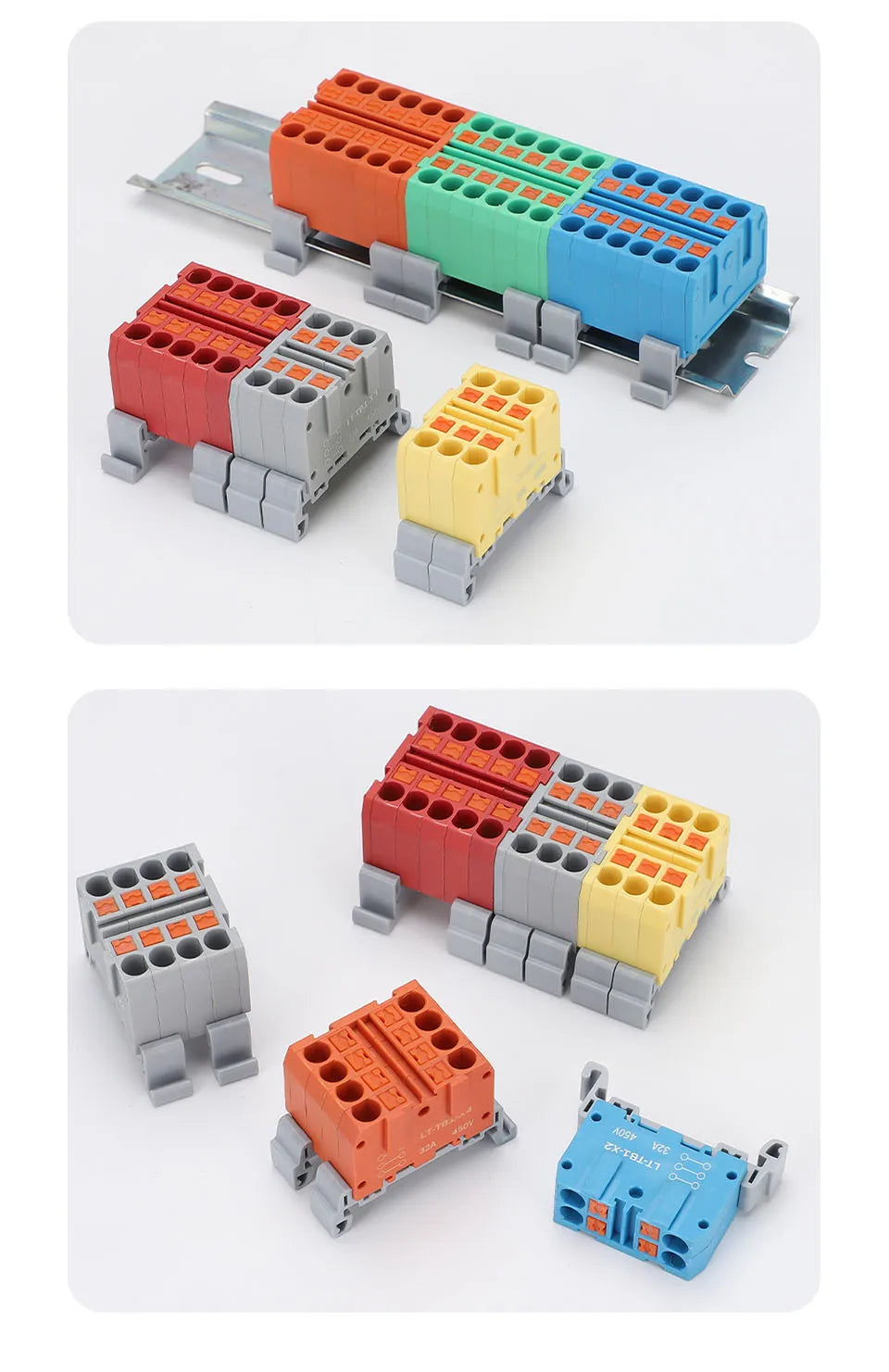 Push-in Terminal Block Multiple In Out Terminal Quick Connection of Wires Din Rail Wire Connector Universal Junction Box TB1-X6D