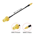 RF1.37 SMA Male Female to MMCX Male 90 Degree FPV Antenna Connector 50 ohm RF Coaxial Extension Jumper OD=1.37 Cable
