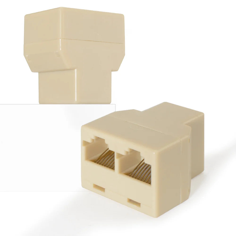 RJ45 1 to 2 Ethernet Splitter Adapter, Dual LAN Port Network Socket Extension Plug, 8P8C RJ45 Connector for Cat5 Cat5e Cat6