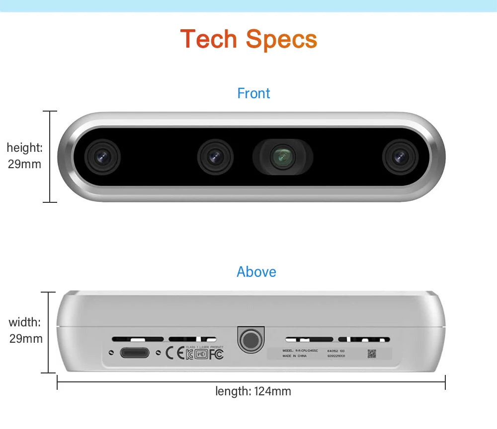 Intel RealSense Depth Camera Binocular D455 Inertial Measurement Unit 30fps RGB Resolution 1280x800 3D Sensing & Computer Vision