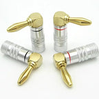 2PCS 4mm Banana Plug Right Angle 90 Degree Gold-Plated Video Speaker Adapter Audio  Banana Connectors