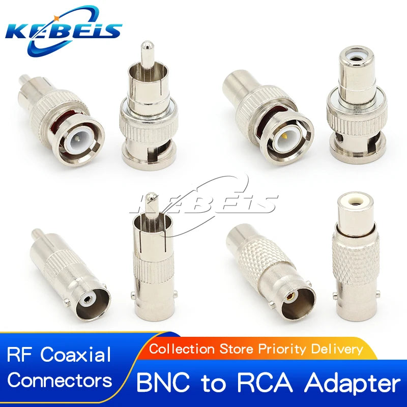 2Pcs BNC to RCA Surveillance Video BNC Female to BNC Male BNC Male to RCA Female Q9 Male to RCA Female Q9 Female to AV Adapter