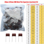 CBB Metal Film Capacitors Assortment Kit 100V 400V 630V 1000V 104 223 103 473 224 334 474 10nF 22nF 33nF 47nF 100nF 220nF 470nF