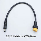 XT60 Plug Male Female Connector to DC 5525/DC5521 Battery Charging Adapter Power Cable For Fly FPV Multirotor Field Repair 15A