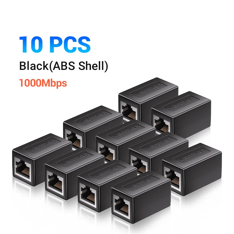 Vention RJ45 Connector Cat7/6/5e Ethernet Adapter Female to Female 8P8C Patch Network Extender Extension Wire for Ethernet Cable