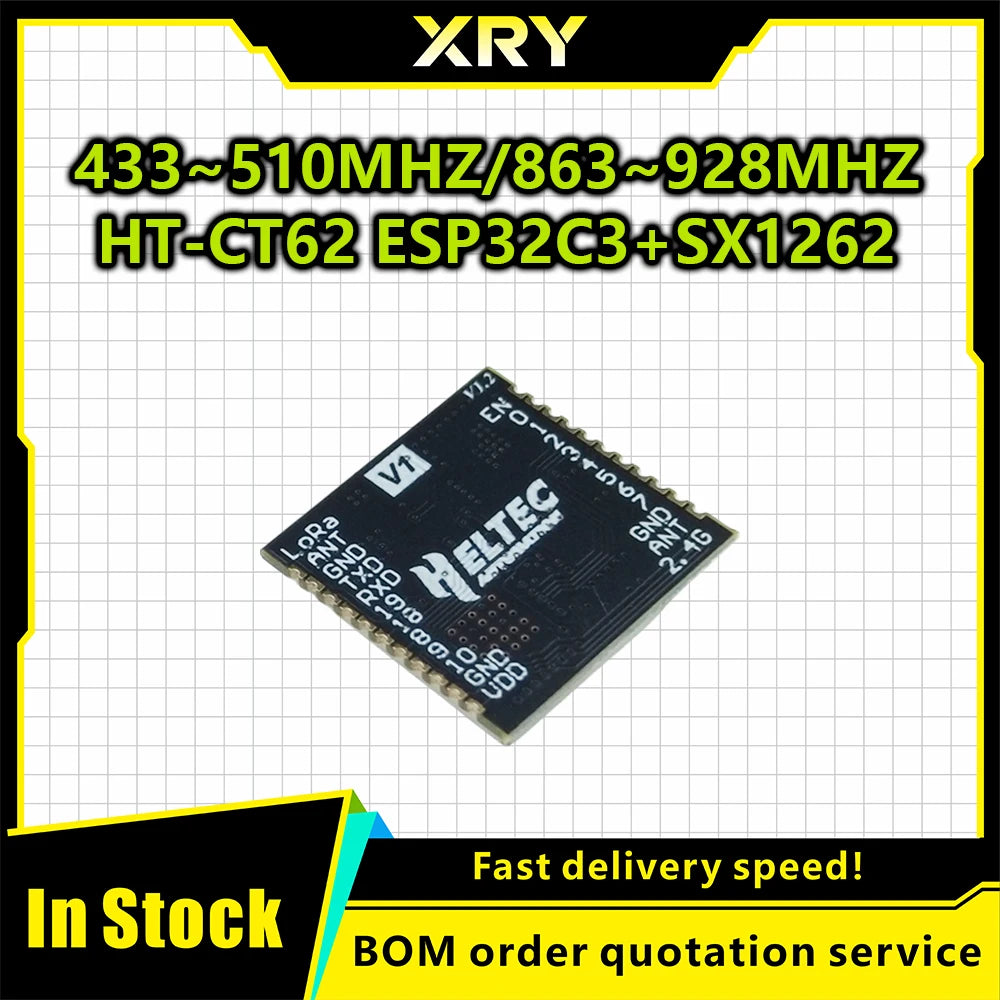XRY 1PCS HT-CT62 ESP32C3 SX1262 Bluetooth-compatible BLE LoRa LoRaWAN Node WiFi Wireless Module 433-510MHz 863-928MHz Antenna