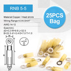 25PCS Heat shrink Insulated Ring Electrical Wire Crimp Terminals M5/M6/M8/M10 for Assortment Electric wiring Connector