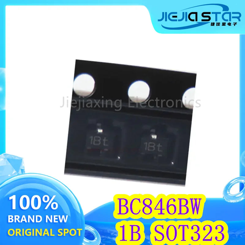 Original SMD Transistor, Parts Mark 1Bt, 100% Brand New, SOT323, 65V, 100mA, 200mW, NPN, BC846BW, 10Pcs, Free Shipping