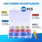 50-500Pcs Waterproof Heat Shrink Butt Connectors Solder Seal Wire Cable Terminals Electrical Splice Kit for Automotive Marine