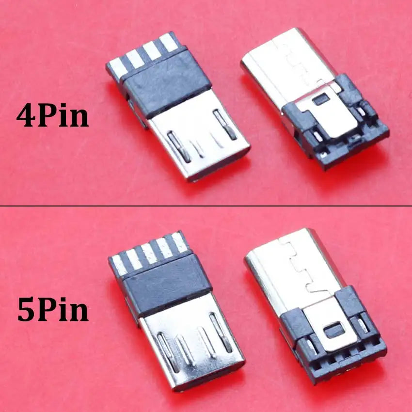 Cltgxdd 1Set Micro USB 4Pin 5PIN Male Connector Plug Metal Shell Welding Wire Data OTG Line Interface DIY Data Cable Plug