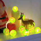 Luminous Xmas Bauble Fairy String Lights, Multipattern Printed Christmas Ball LED Garland, Whimsical Neon Tone Festive Lighting
