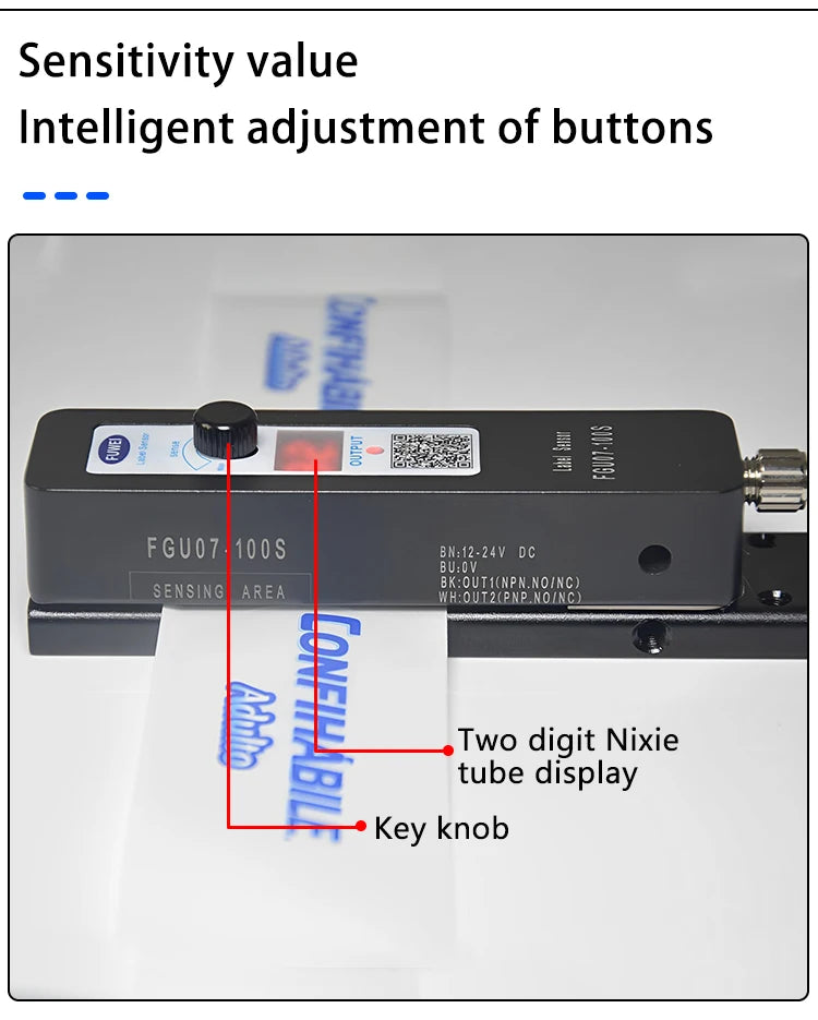 FGU07-100S Capacitive Detection Transparent Label Sensor Switch for Marking Eye in Labeling Machine