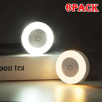 1-6Pcs Energy Saving LED Night Lights Touch Sensor 3 Color Dimmable Wall Night Lamp USB Rechargeable Magnetic Room Aisle Bedroom