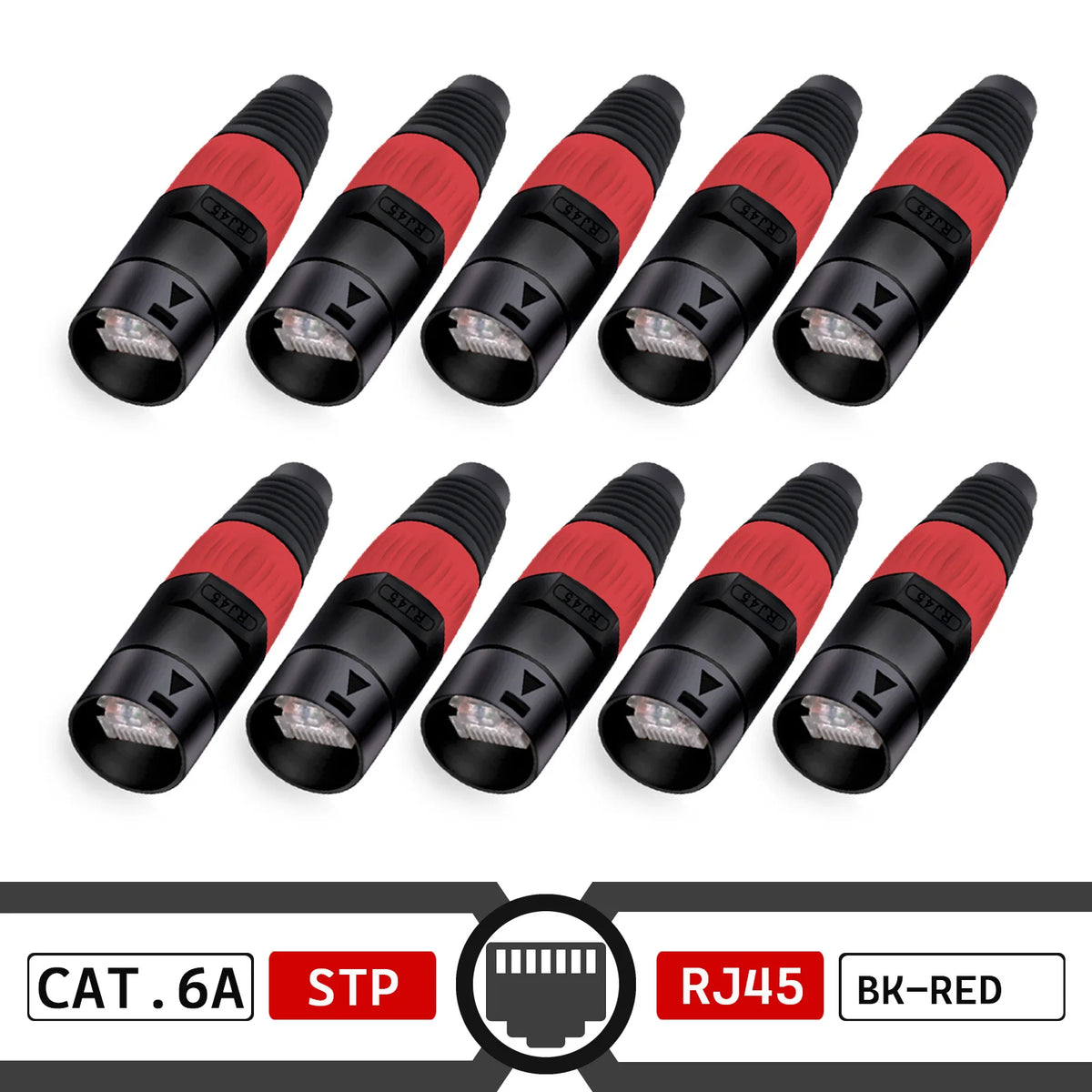 10pcs STP RJ45 8P8C CAT.6A Crystal Jack+10pcs Waterproof RJ45 Male Plug LAN Network Ethernet Ethercon Connector Wire Connectors
