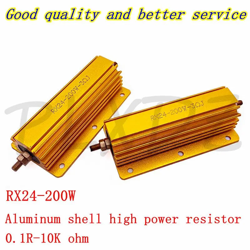 2PCS 200W RX24 Aluminum Power Metal Shell Case Wirewound Resistor 0.1~10K 0.2 0.5 1 2 3 4 6 4.7 8 10 15 47 100 200 470 1K 10Kohm