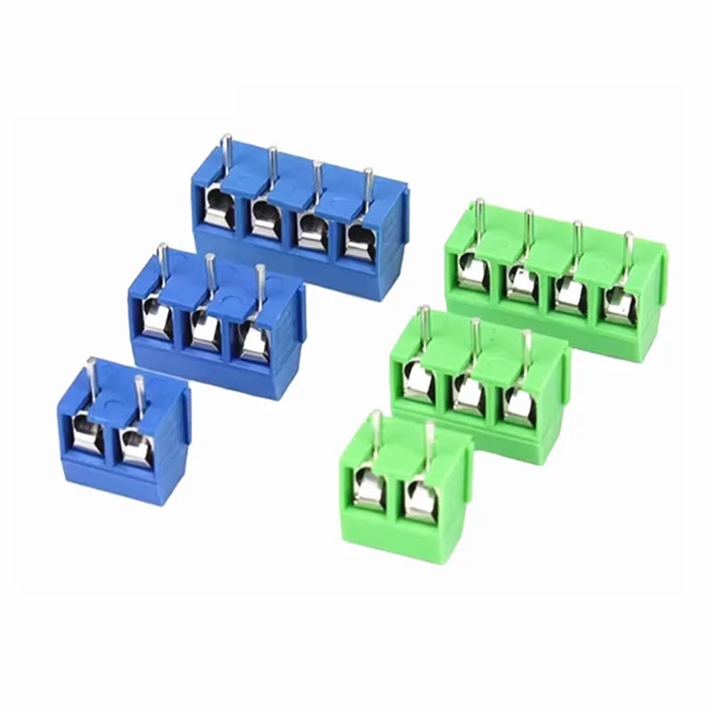10/20/50Pcs/lot KF301-5.0-2P KF301-3P KF301-4P Pitch 5.0mm Straight Pin 2P 3P 4P Screw PCB Terminal Block Connector Blue Green