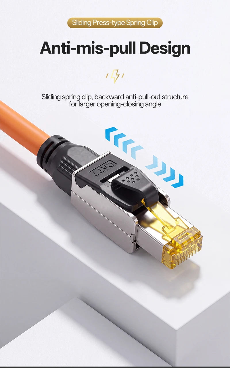 Cat7 Tool‑Free RJ45 Connector Shielded Reusable Field Termination Zinc‑Alloy No Crimp for CAT7 CAT6A STP Network Cabling Project
