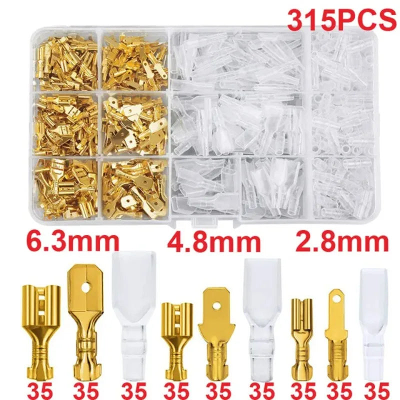 120/315/1000pcs Male and female cable box, insulated cable, male connector, 2.8/6.3mm electric crimping terminal shovel kit