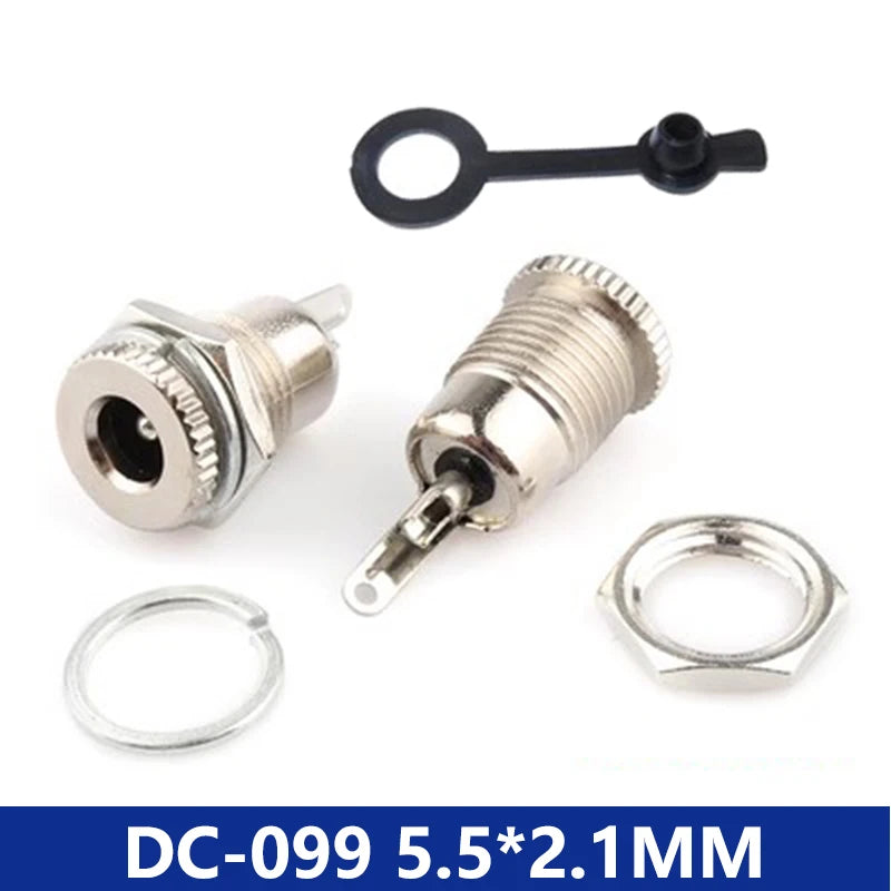 DC099 5.5 mm x 2.1mm DC Power Jack Socket Female Panel Mount Connector Metal DC-099 Open Hole 11MM 5.5*2.1 5.5*2.5