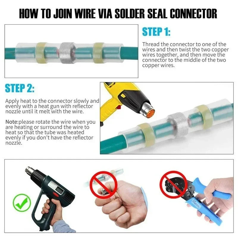 Waterproof Solder Seal Heat Shrink Butt Connectors Lug Terminals Insulated Electrical Wire Homework Equipment Heat Shrink Tube