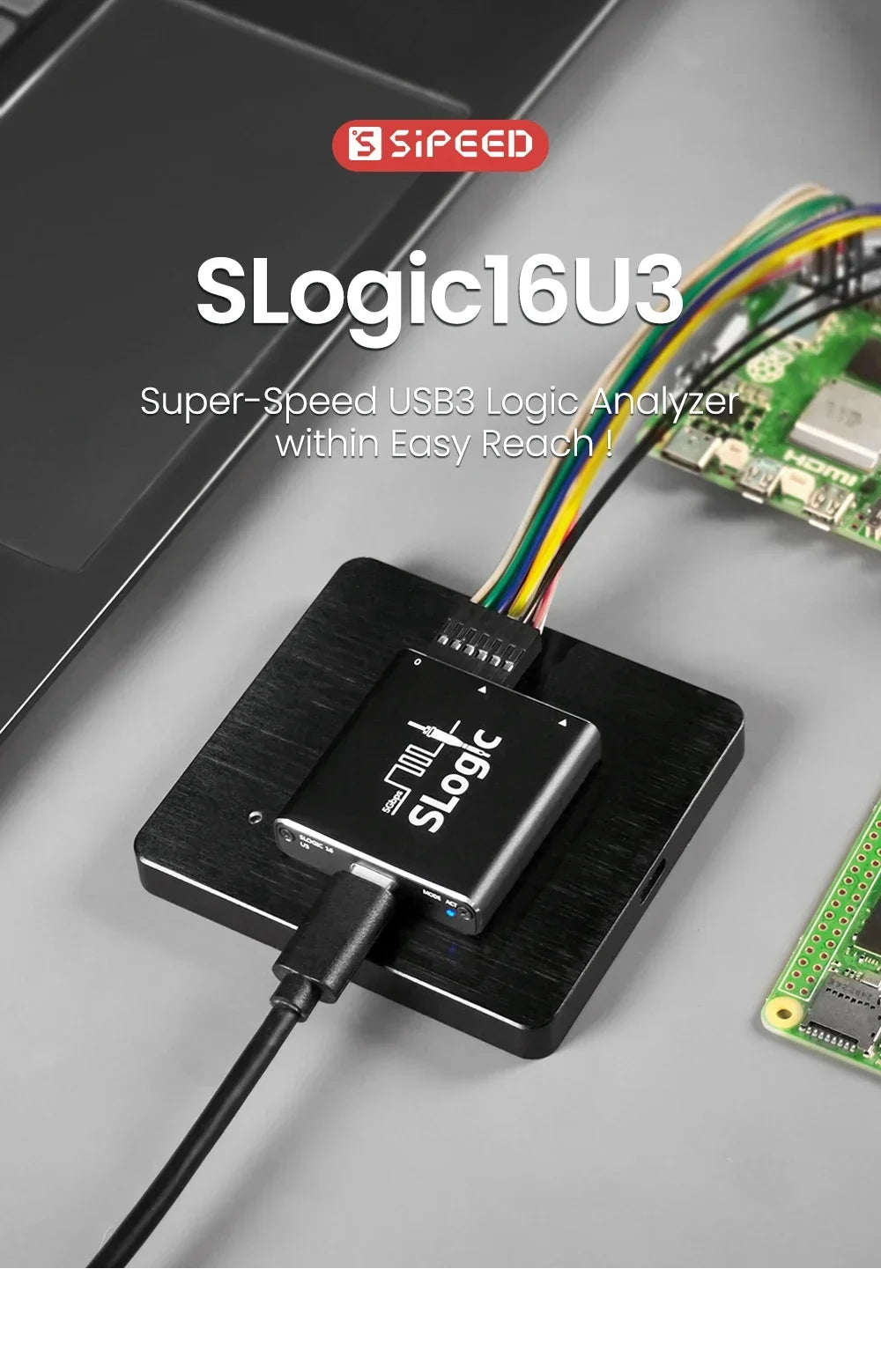 Sipeed SLogic16U3 16CH 800M Super-Speed Logic Analyzer Samplerate 5Gbps USB3 Adjustable Threshold For WIN MAC Linux