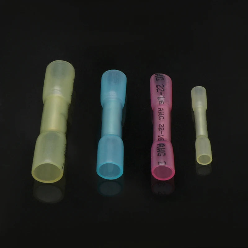 10-1000PCS Heat Shrink Butt Wire Connectors AWG 24-10 0.3-6.0mm2 Waterproof Insulated Automobile Wire Cable Crimp Terminal
