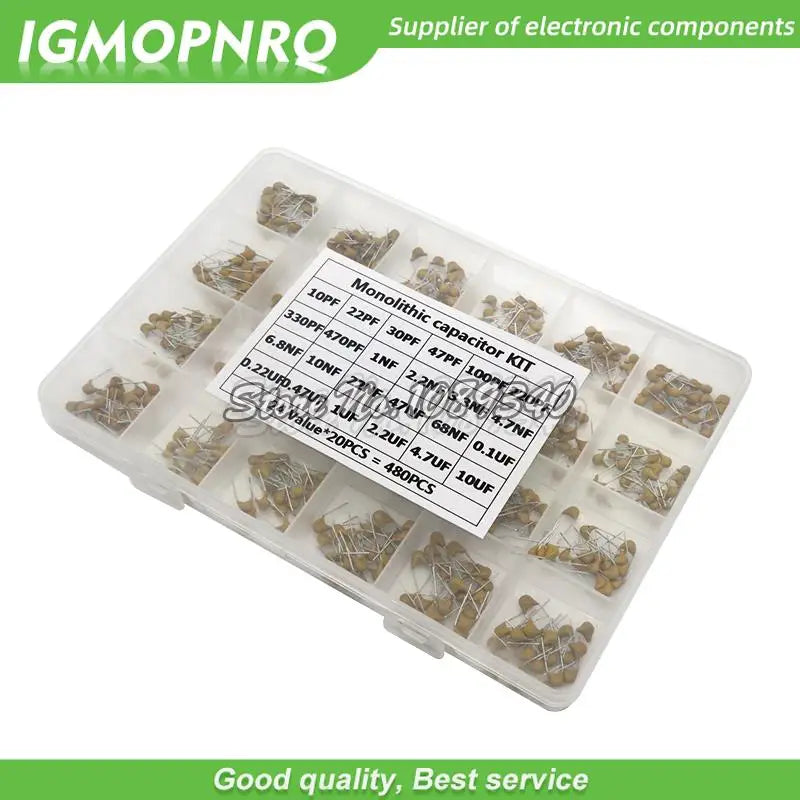 24values*20PCS =480PCS/lot Monolithic Ceramic Capacitor 10pF~10uF,ceramic capacitor Assorted Kit + BOX igmopnrq