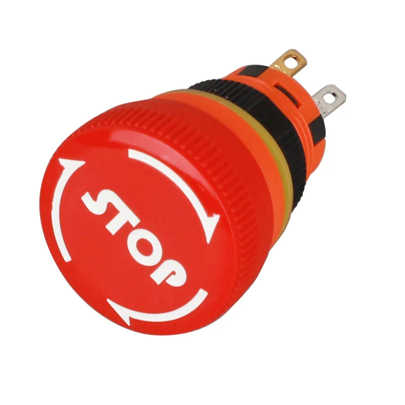 LANBOO 16mm Emergency Stop Push Button Switch, 1NO1NC 7A 250VAC Latching Mushroom Head E-Stop Switch for Industrial Control Safe
