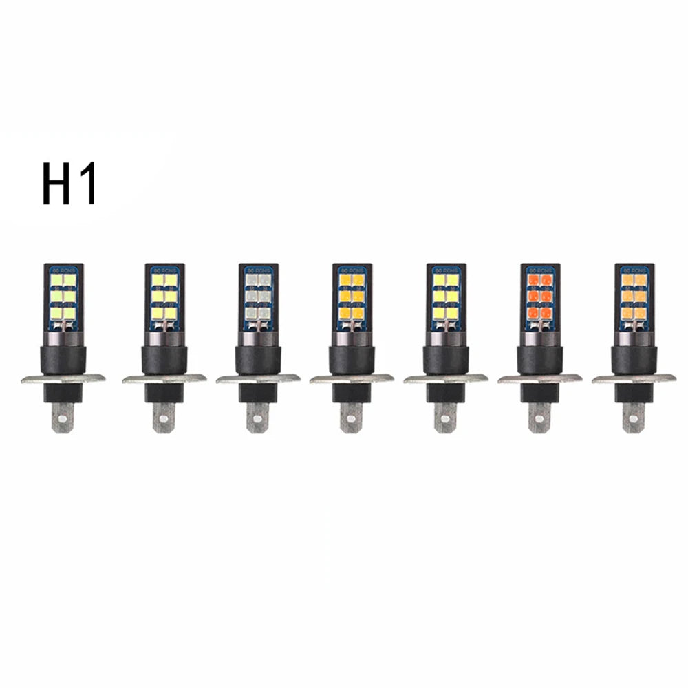 2x 7 Colors H1 H3 880 Canbus Super Bright LED Bulb Car Fog Light Headlight Bulbs 3030 12SMD 12V Running Light Auto Car Fog Lamps