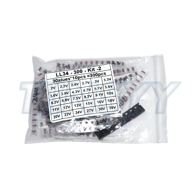 300PCS SMD LL34 Zener Diode Kit 0.5W 1/2W 3V-24V 2V-39V SMD Diode Set 1N4148