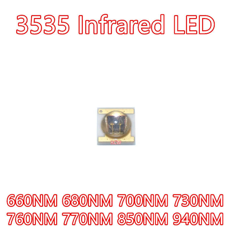 10pcs 3535 IR LED 3W 660NM 680NM 700NM 730NM 760NM 850NM 940NM Infrared Emitter Diode Night Vision CCtv Camera Accessories