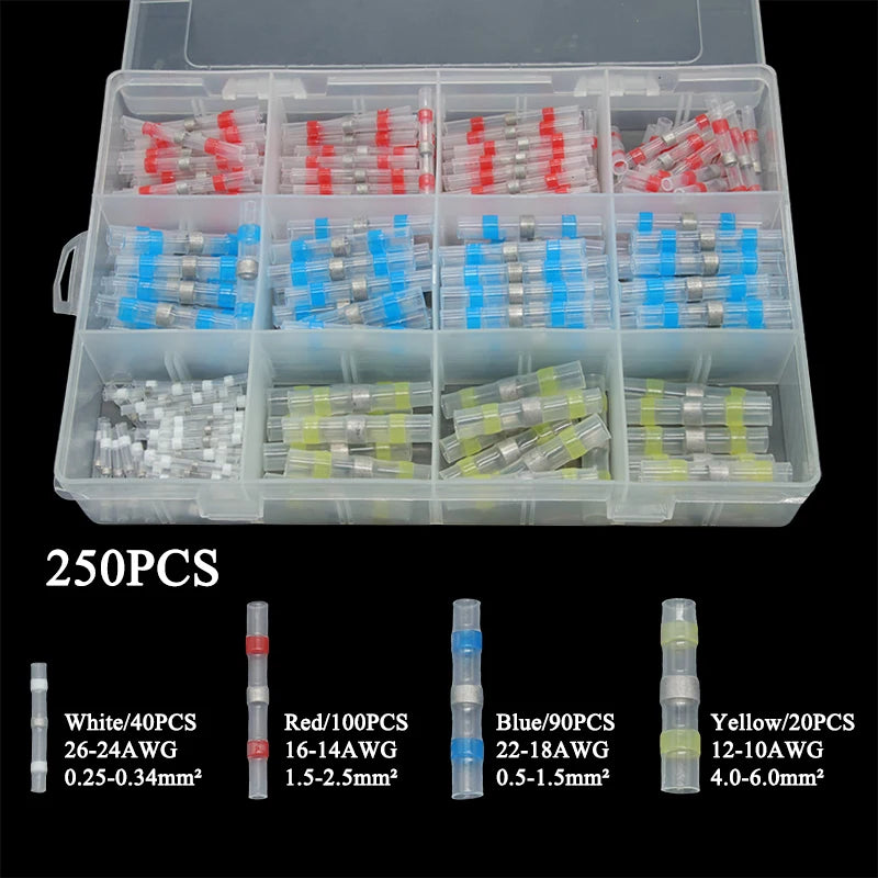 Waterproof Heat Shrink Butt Splices for A Secure Corrosion-Resistant Seal All-in-One Solder Seal Wire Connector Kit With Box