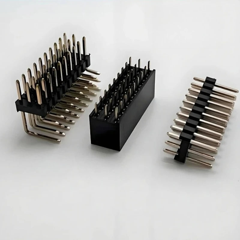 100pcs 2.54mm R/A Three Row Straight 90D Right Angle Gold-Plate Male Female Pin Header Connector 3*2/3/4/5/6/7/8/10/20/25/40Pin