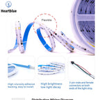 COB LED Light Strip Pixel Addressable 360 480 720 576 LEDs RGB Dream Full Color 12V 24V WS2812B High Density Flexible COB Light