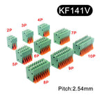 5/10Pcs 2.54mm Pitch KF141V KF141R Push-in Spring Screwless Terminal Block Straight/Bent Foot 2/3/4/5/6/7/8/9/10P PCB Connector