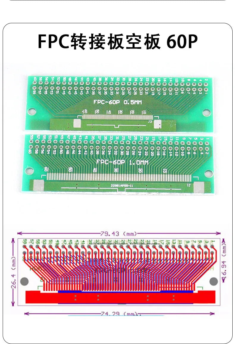 2pcs Double Side 0.5mm 1mm 4 5 6 8 10 12 20 40-96 Pin to DIP 2.54mm FPC/FFC SMT Adapter Socket Plate PCB Board Connector DIY KIT