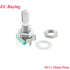 5Pcs/1pc Rotary Encoder EC11 EC12 EC16 15mm 20mm Half Plum Axis Handle Length Code Switch Digital Potentiometer with Switch 5Pin