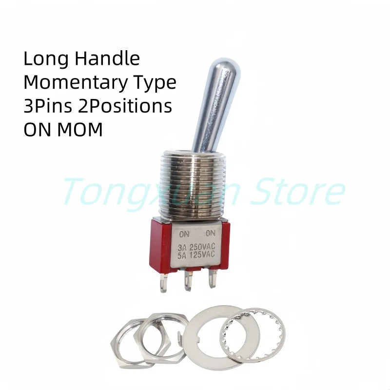 1pc SH T8013-Z1 12mm ON-OFF-ON SPDT DPDT 3/6/12PinS 2/3Position Maintained Toggle Switch Large Long Handle 3A 250VAC/5A 125VAC