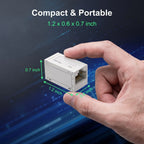 Shielded Gigabit RJ45 Ethernet Coupler, Gold Plated LAN Cable Extender Adapter Compatible with CAT5/CAT5E/CAT6 for Home Office