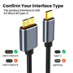 USB C to Micro B Cable 3.0(5Gbps),Type C Male to Micro B Female,for External Hard Drive/SSD (Toshiba,WD,Seagate),MacBook,Laptop