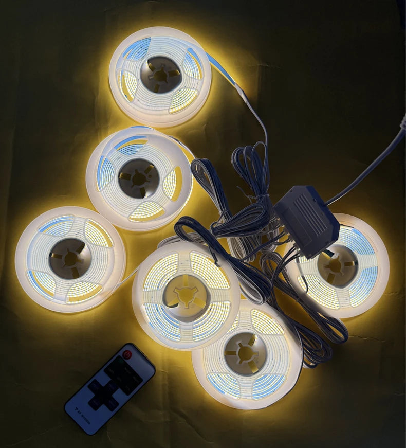 AC220V To DC 12V COB LED Strip Lights for Kitchen Home Decor Cabinet Lamp with Dimming Remote Controller led tiras de luces -EU